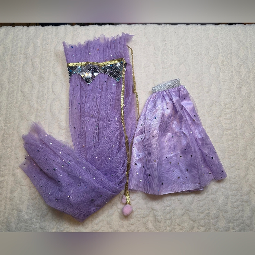 Lilac Star Cape + Tulle Skirt Set ✨ Magical Dress-Up Outfit (Kids)